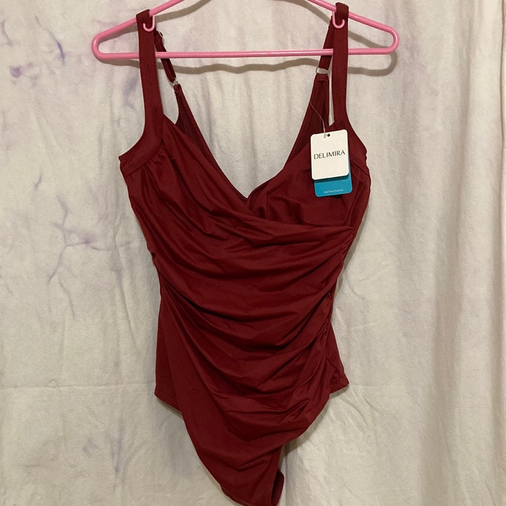NWT Delimira Women's Red One Piece Swimsuit